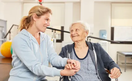 Senior with a caregiver