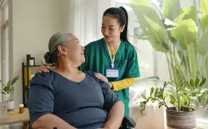 Senior with a caregiver